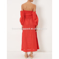 Новая мода Красный кружева вышивка с плеча платье Производство Оптовая продажа женской одежды (TA5299D)